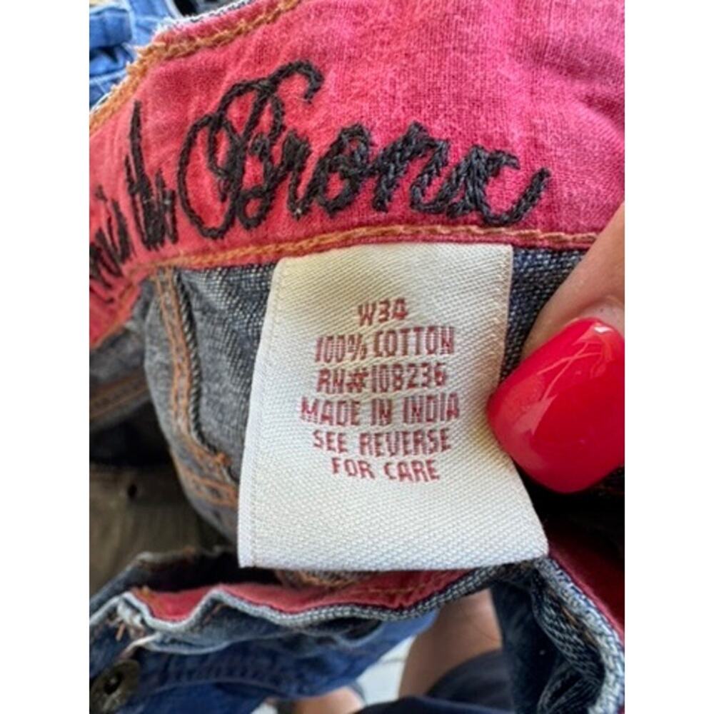 Troop Denim Born in the Bronx Jeans Size 34x33 Crown Embroidered Y2K Vintage - Picture 5 of 6